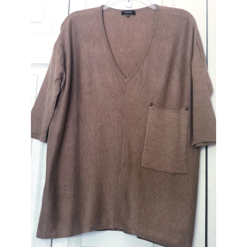 Kerisma Tan/Camel Loose Fit Sweater with V-Neck